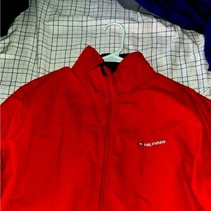 Large red Tommy Hilfiger coat, barely worn at all !